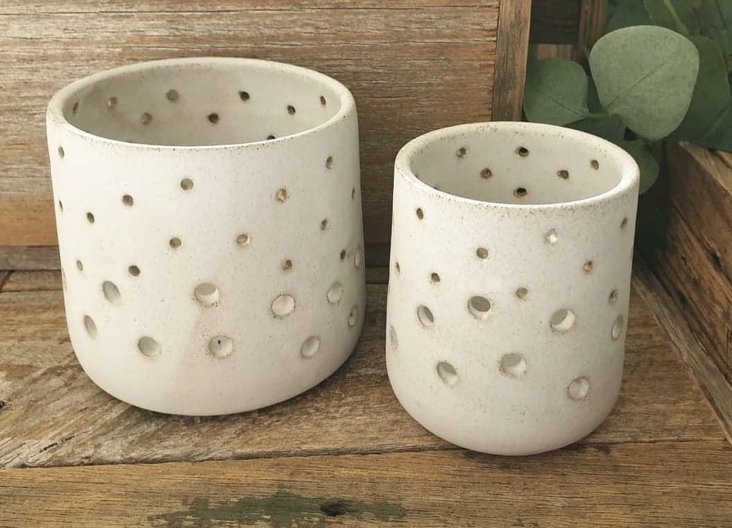 Set of two Candle Holders - Chalk Glaze