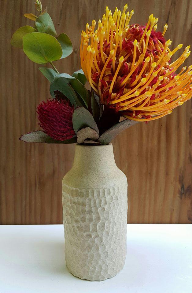 Oatmeal textured bottle vase