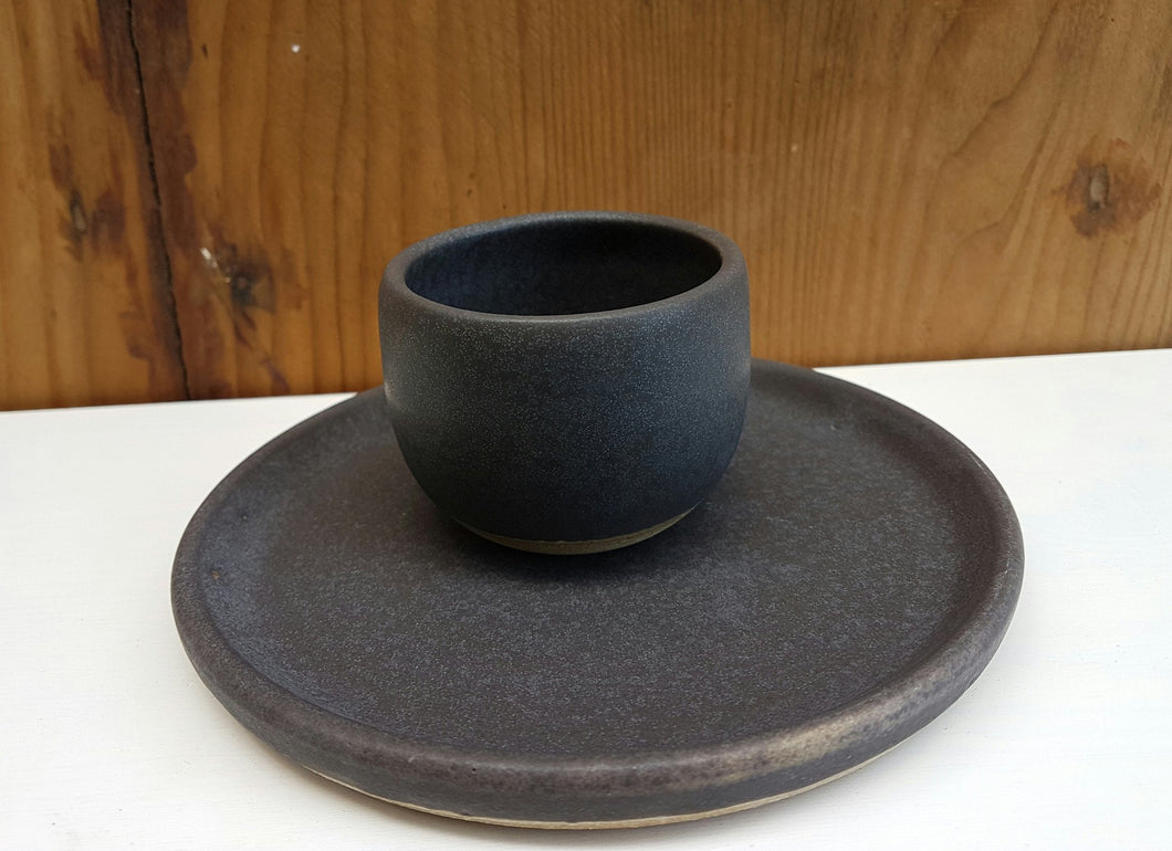 Basalt teacup and saucer set