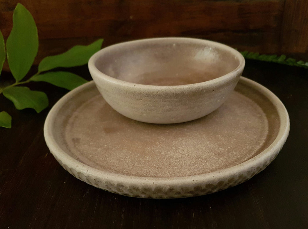Grey/Beige Entertainer Set - Small Platter and Bowl